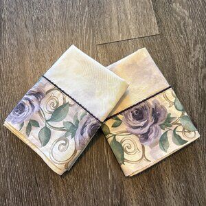 Croscill Chambord Cassis Queen Pillowcases Purple Rose Floral 34x19 Set of 2